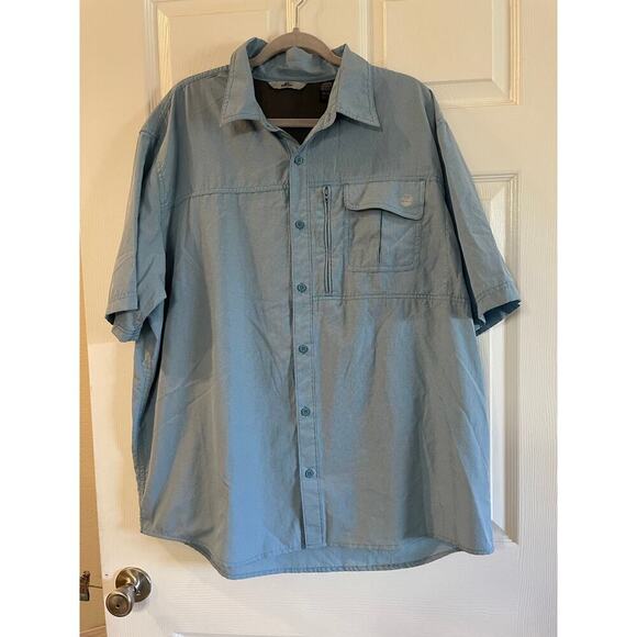 Wrangler Shirt Mens XL Blue Button Up Short Sleeve Fishing Campcore Utility - Picture 2 of 12